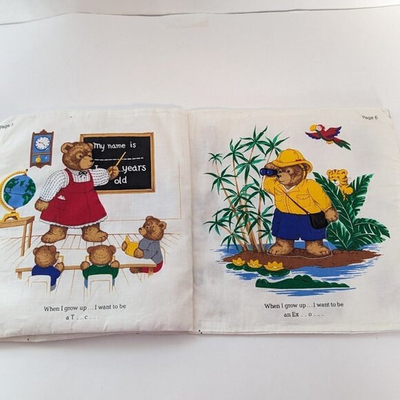 Teddy Bears Fabric Book Soft Quilted When I Grow Up I Want To Be VIP Cranston - Picture 5 of 5